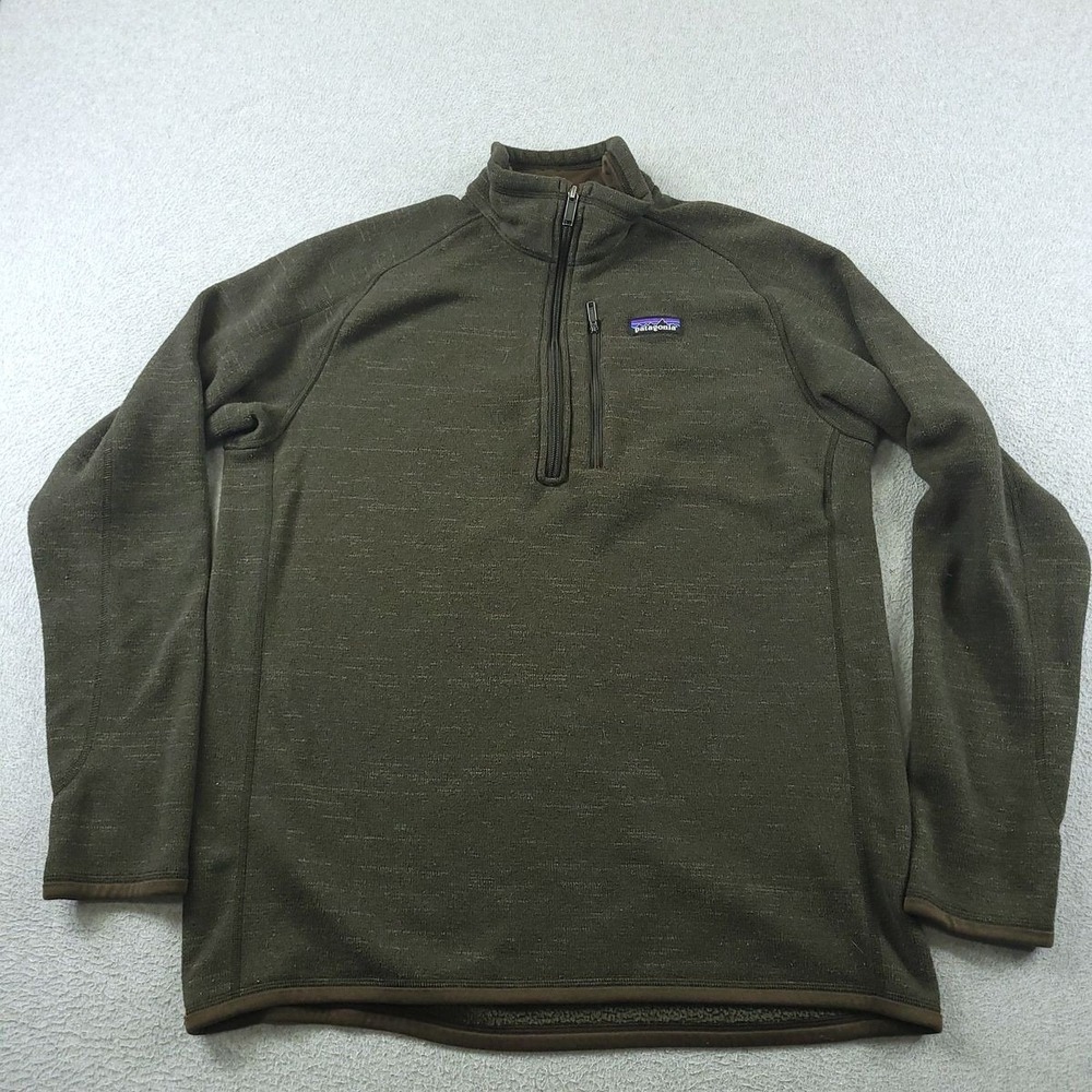 Patagonia Better Sweater 1/4 Zip Fleece Mens Large Brown Gray Pullover Mock Neck